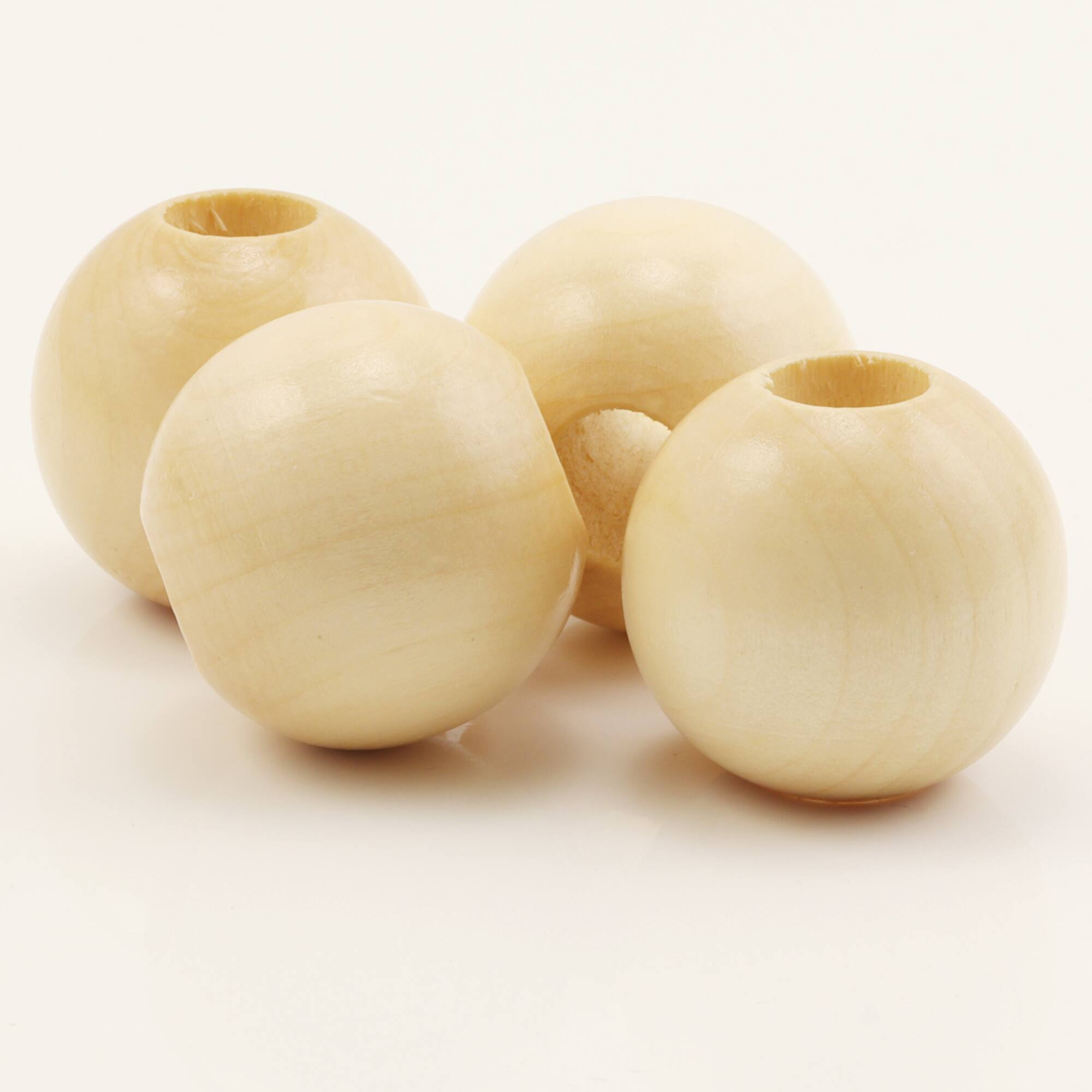 12 Packs: 4 ct. (48 total) Natural Wood Round Beads 32mm by Loops & Threads®